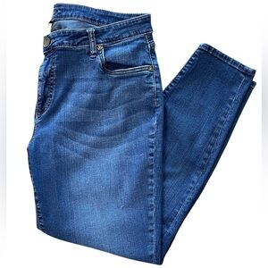Kut From The Kloth Blue Denim Skinny Ankle Jeans Sz 16W Stretch 10” High Rise